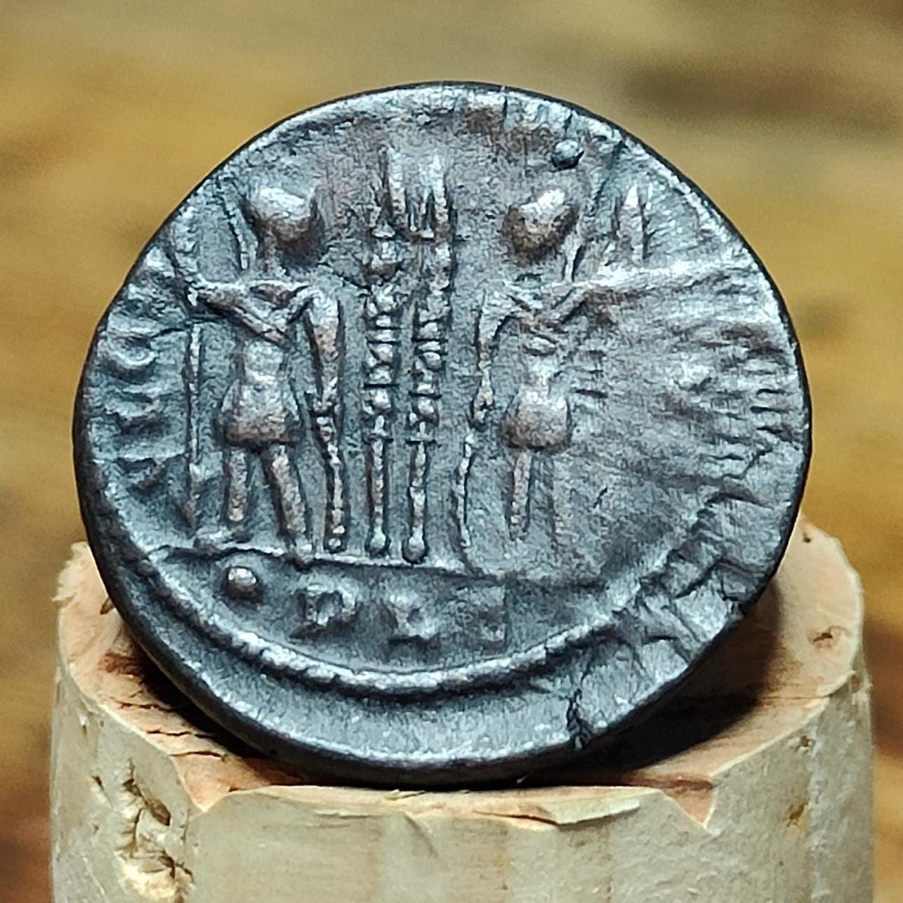 Constantius II Roman coin, high grade ancient Nummus with Soldiers reverse