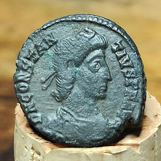 Constantius II Roman coin, high grade ancient Nummus with fallen horseman reverse, rare mint