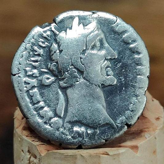 Antoninus Pius Silver Denarius, Ancient roman coin with Vesta reverse