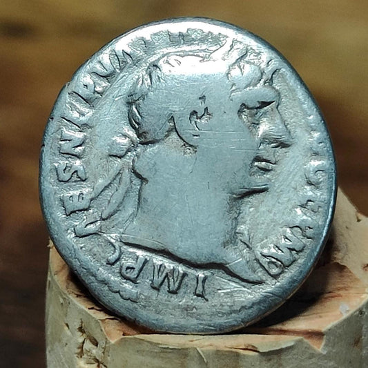 Trajan Silver Denarius, Ancient roman coin with Victory reverse