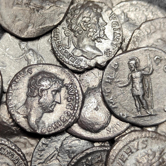 Authentic Roman silver Denarii featuring emperor of Rome, 1800 years old!