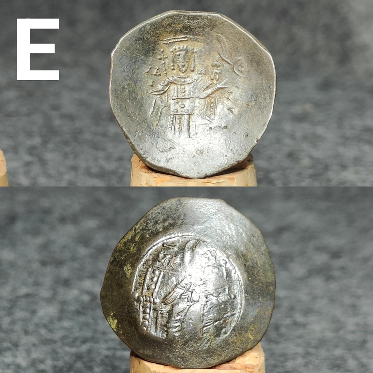 Ancient Byzantine Trachy coins, Authentic billon cup coin
