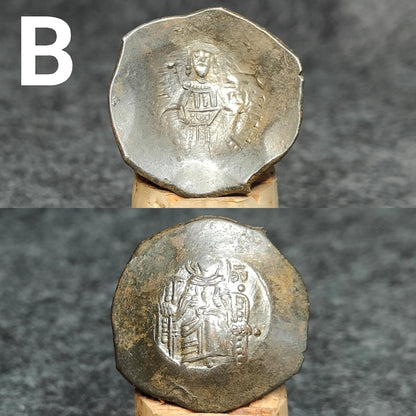 Ancient Byzantine Trachy coins, Authentic billon cup coin