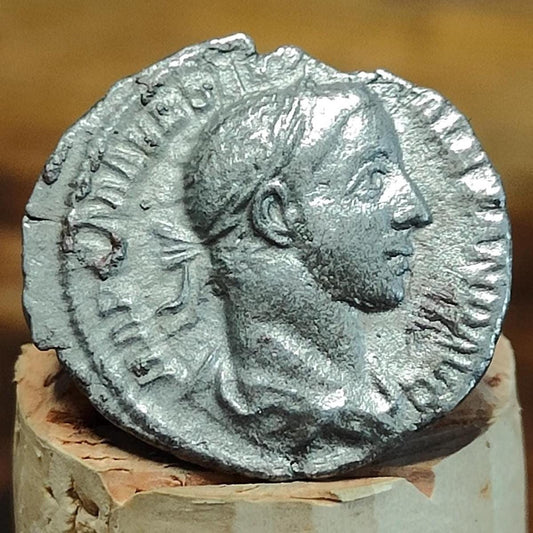 Severus Alexander with Sacrifice reverse Silver Denarius, Ancient roman coin