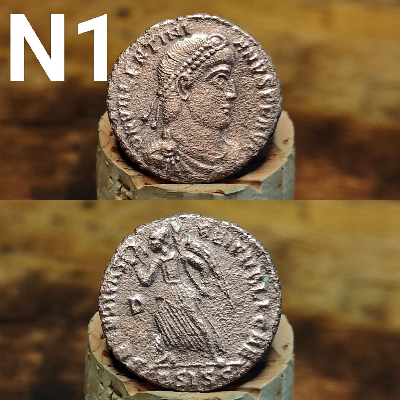 Cleaned Roman coins, ancient Nummus and Follis