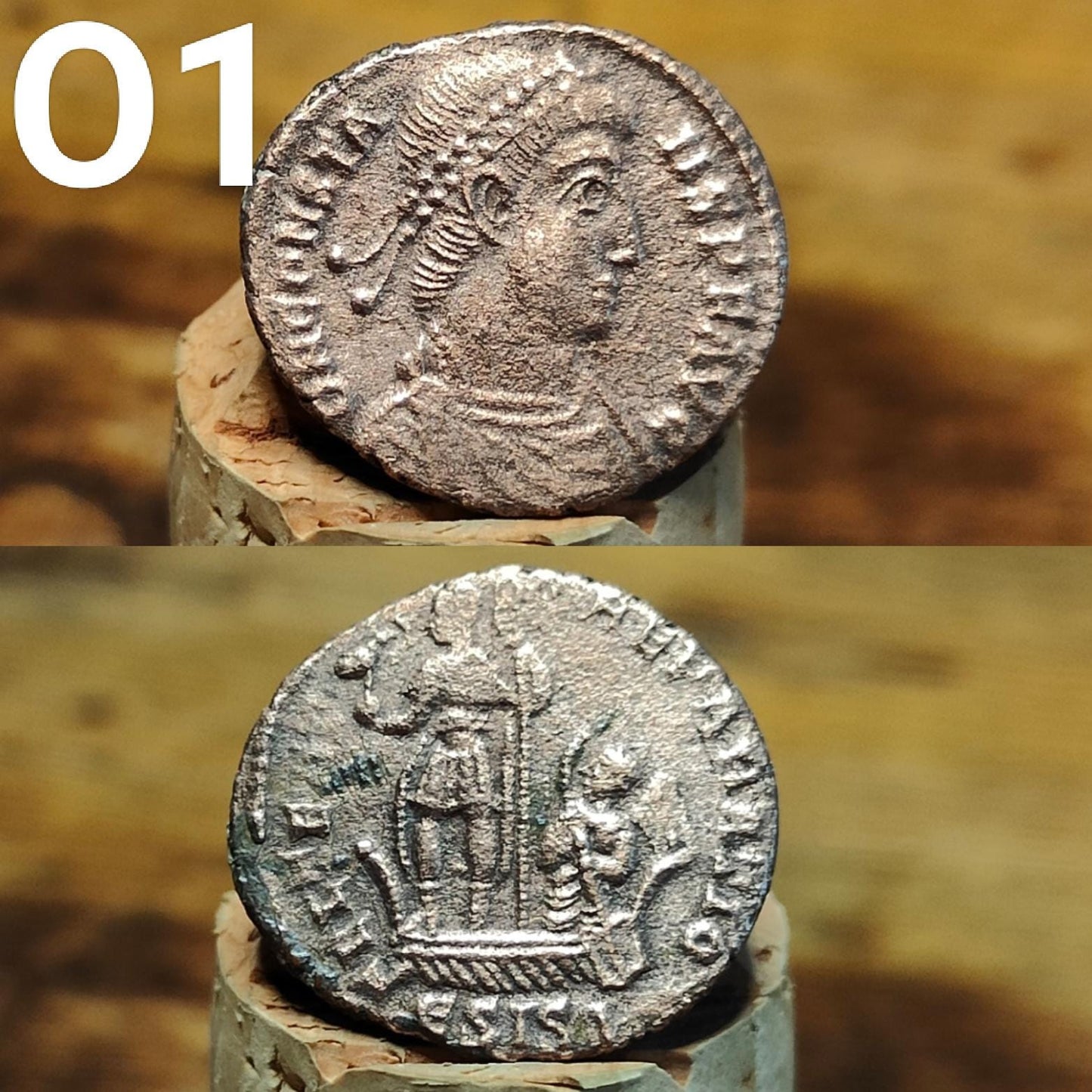 Cleaned Roman coins, ancient Nummus and Follis