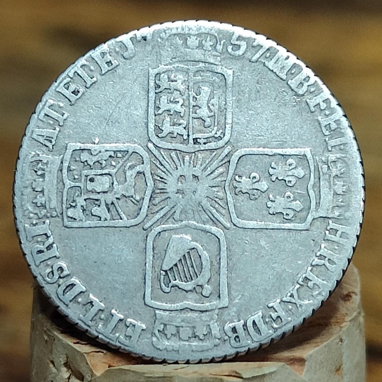 1757 King George II Silver Sixpence Coin older bust