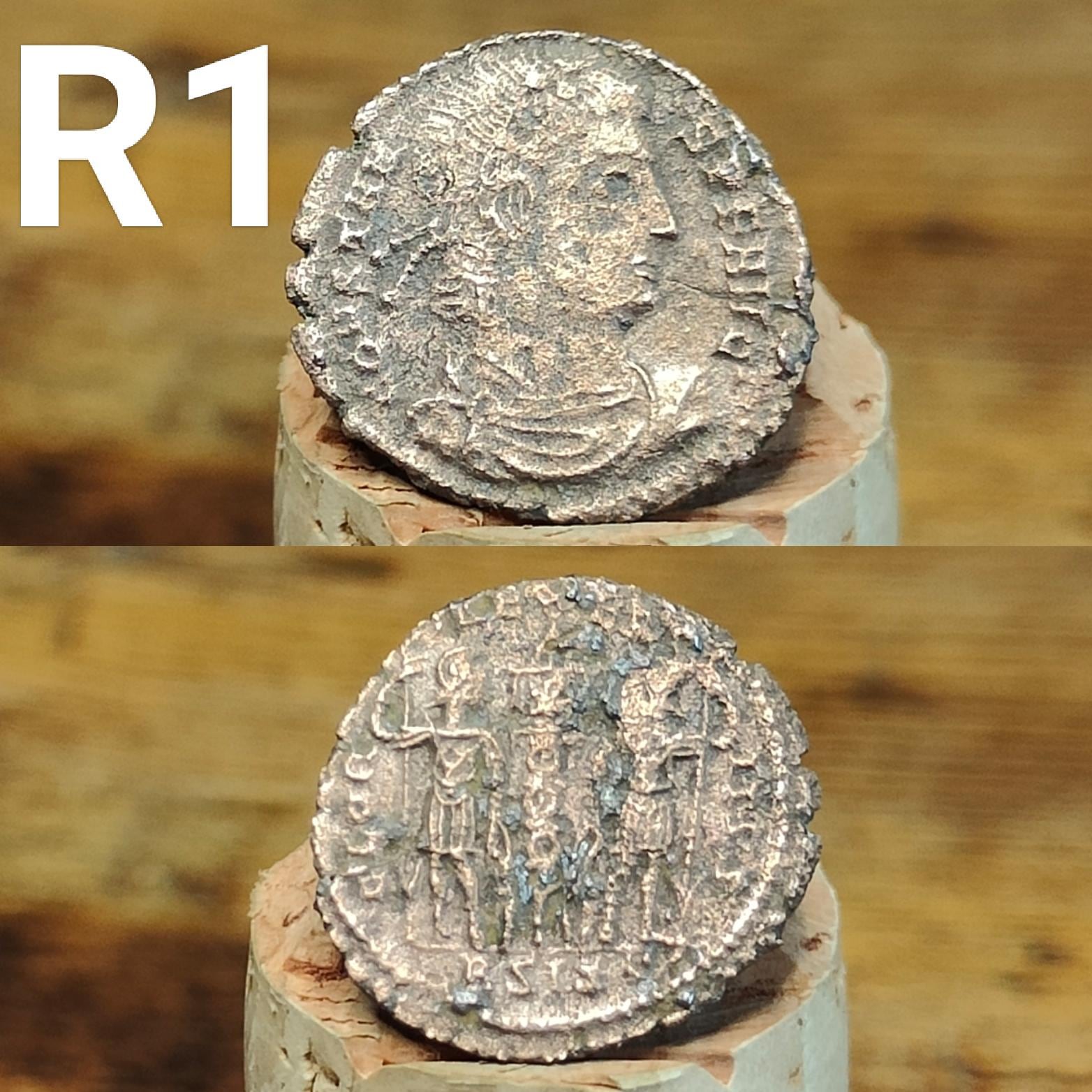 Cleaned Roman coins, ancient Nummus and Follis