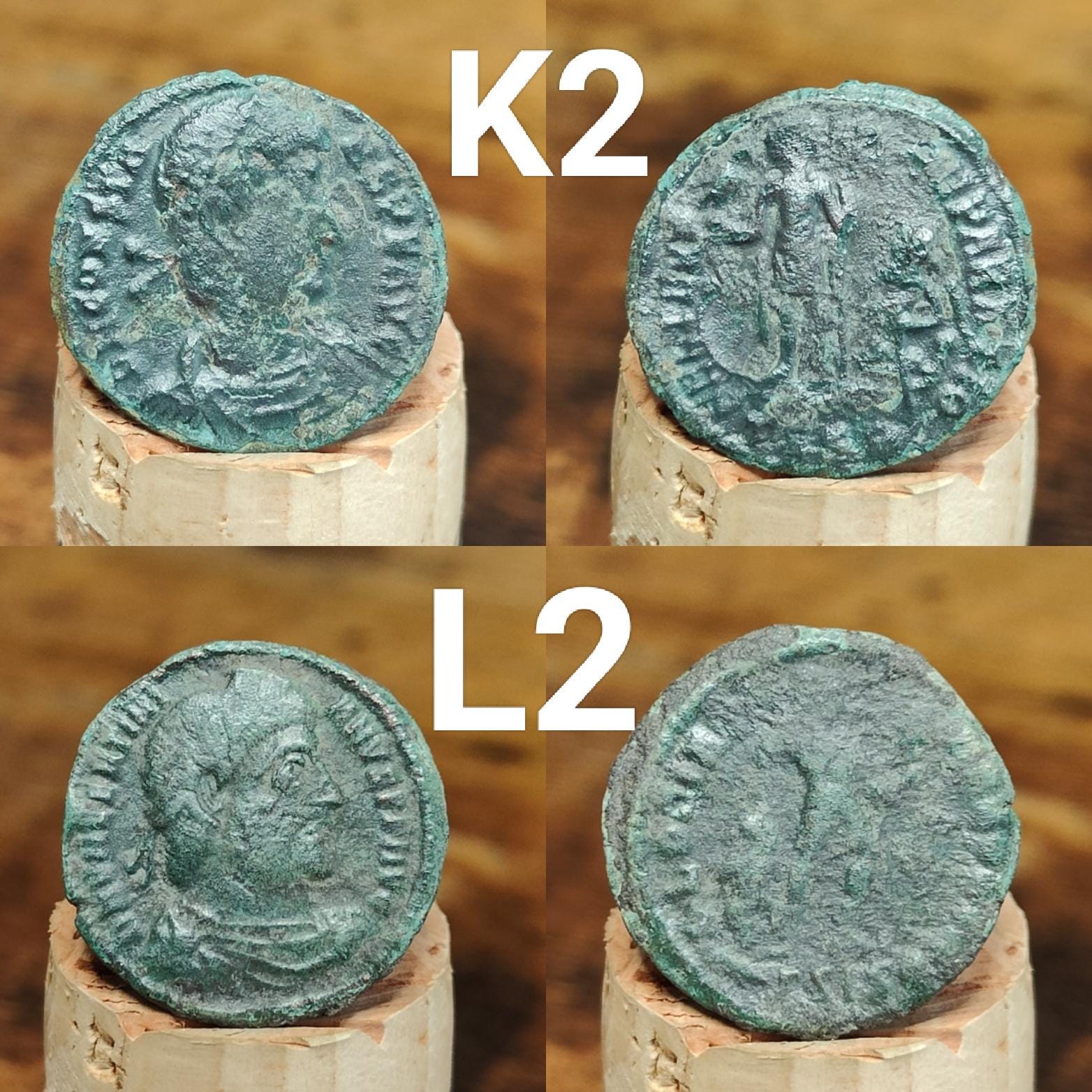 Genuine Roman coins, 4th century ancient Nummus
