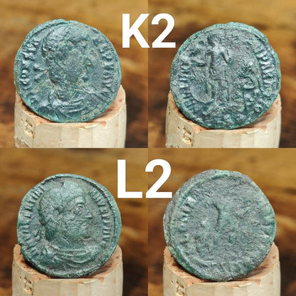 Genuine Roman coins, 4th century ancient Nummus