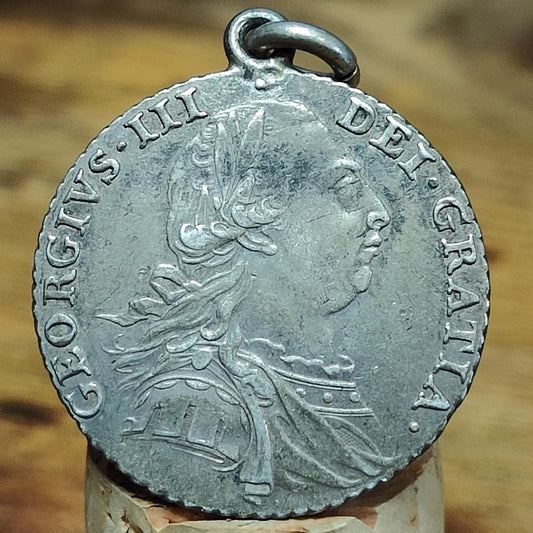 1787 King George III Silver Shilling Coin older bust with no hearts- Georgian coin necklace