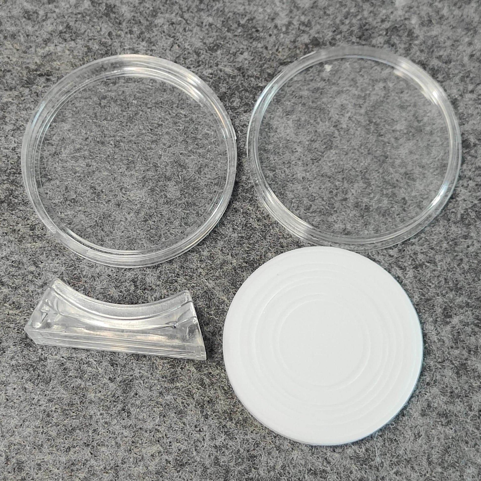 Coin Capsule Display case with stand and foam gasket