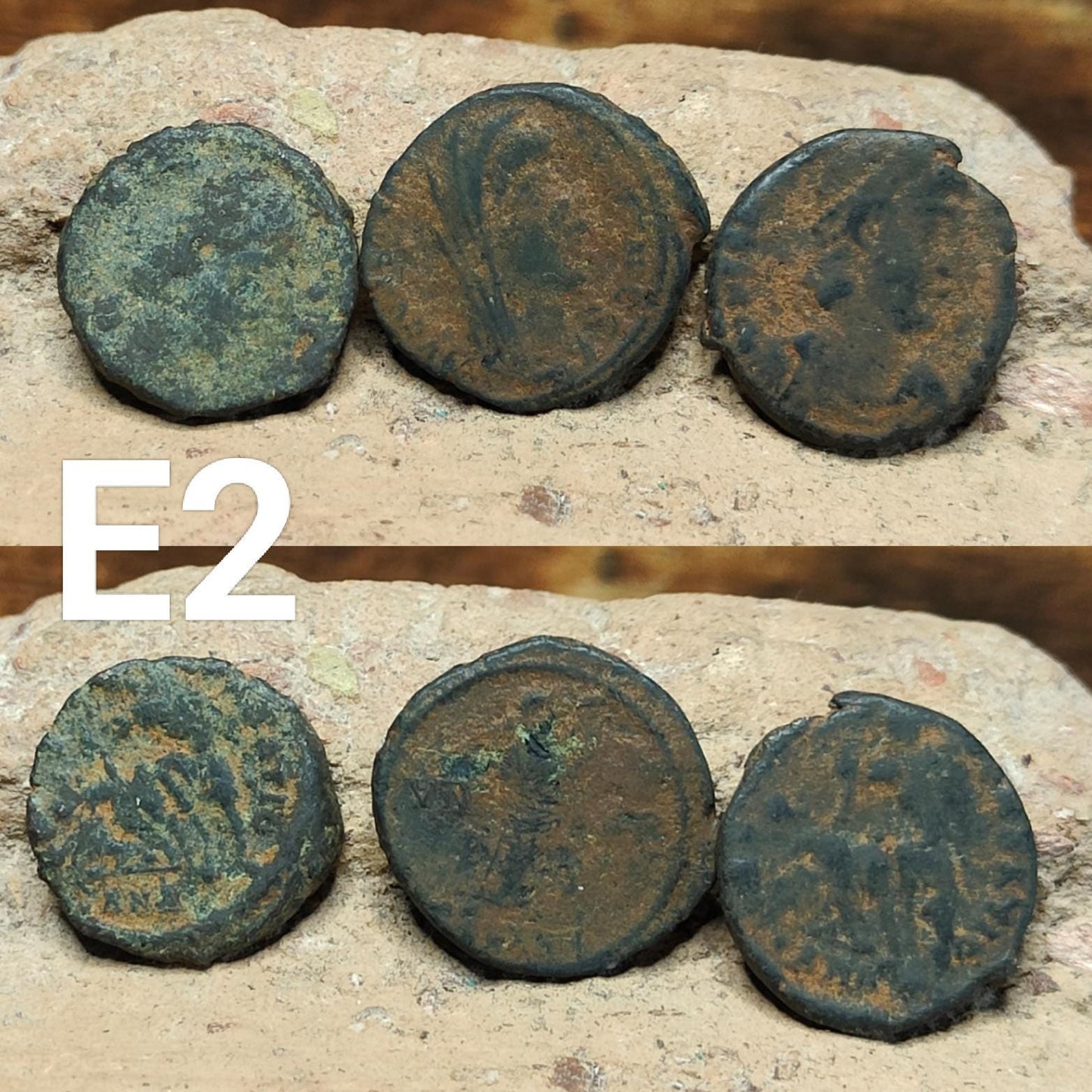 Set of 3 Roman coins, 4th century uncleaned ancient nummus