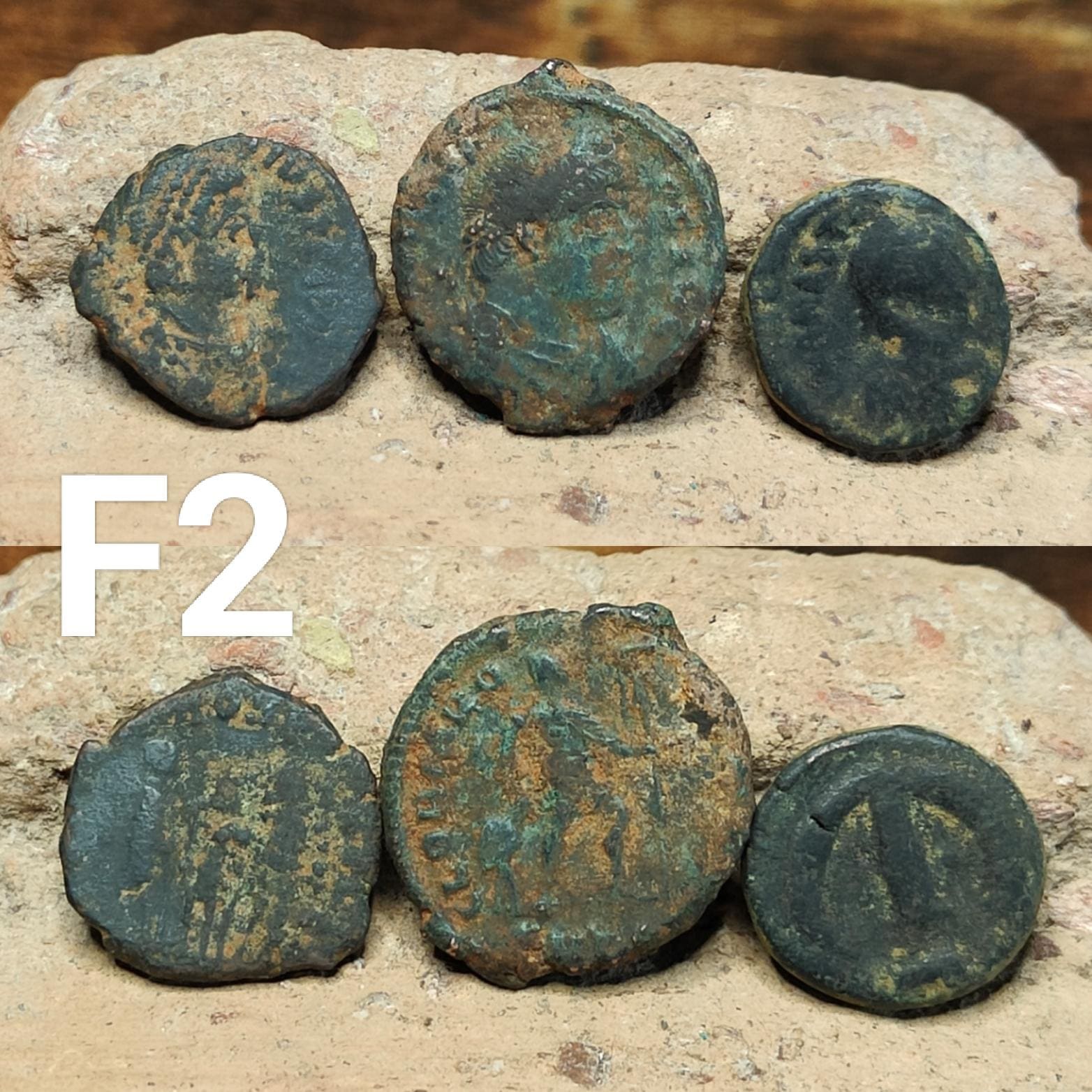 Set of 3 Roman coins, 4th century uncleaned ancient nummus