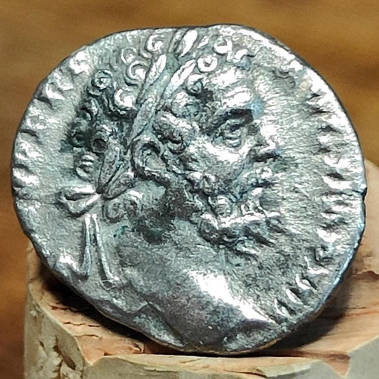 Septimius Severus with Minerva reverse Silver Denarius, Ancient roman coin