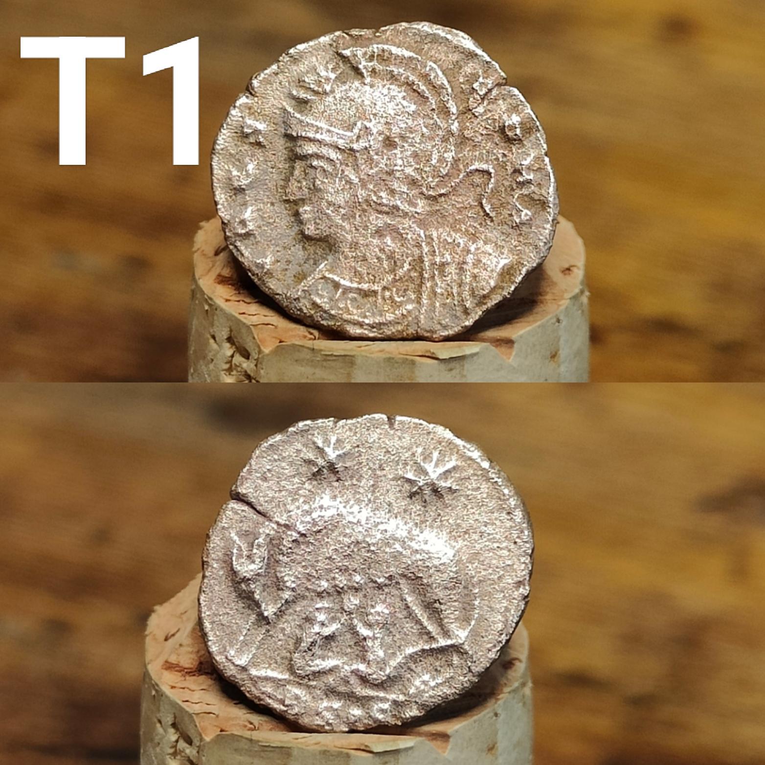 Cleaned Roman coins, ancient Nummus and Follis