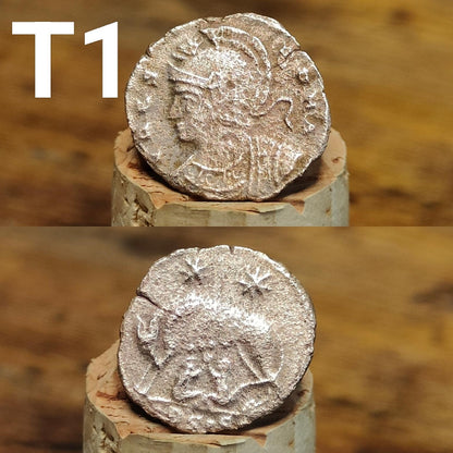 Cleaned Roman coins, ancient Nummus and Follis