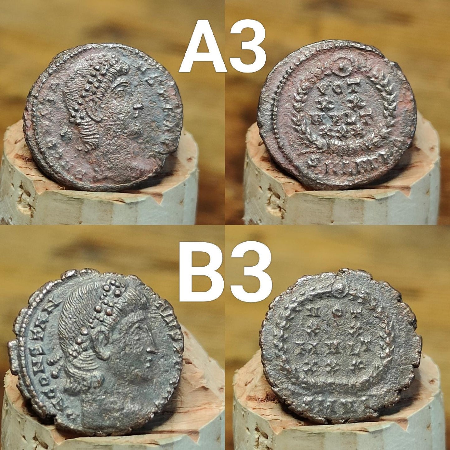 Genuine Roman coins, 4th century ancient Nummus