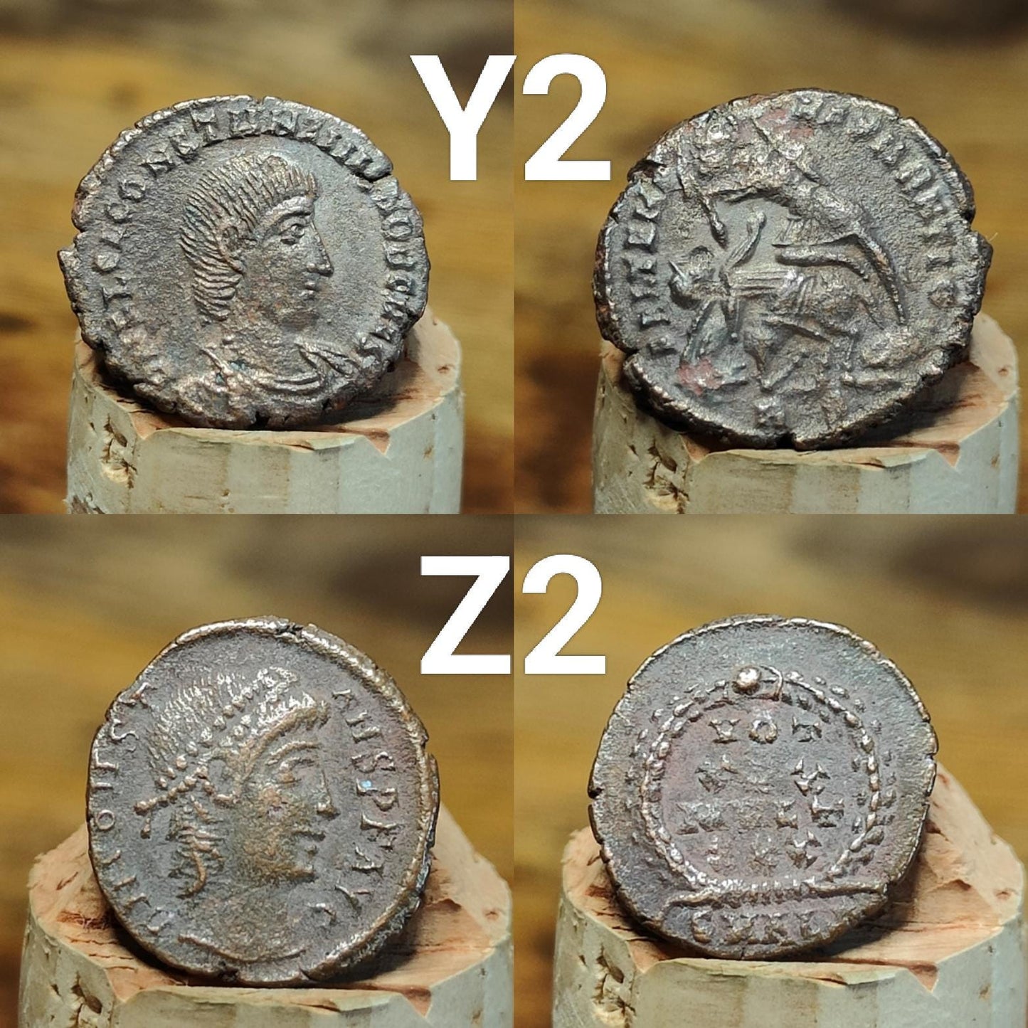 Genuine Roman coins, 4th century ancient Nummus