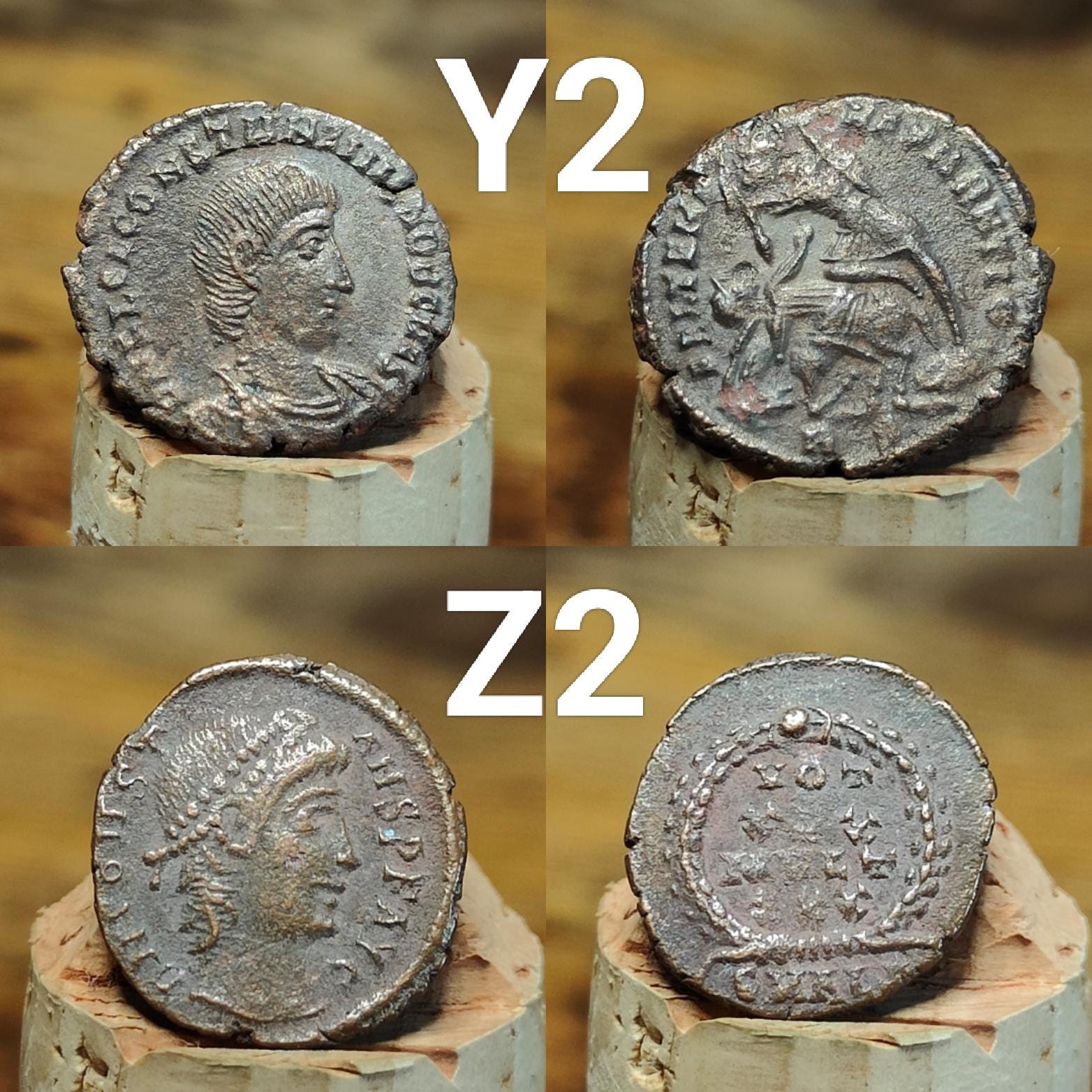 Genuine Roman coins, 4th century ancient Nummus