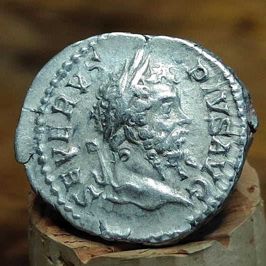 Septimius Severus with Jupiter reverse Silver Denarius, Ancient roman coin