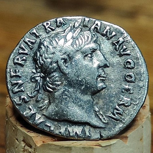 Trajan Silver Denarius with Victory reverse, Ancient roman coin
