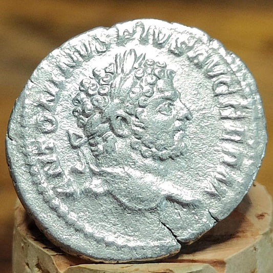Caracalla Silver Denarius with emperor reverse, Ancient roman coin