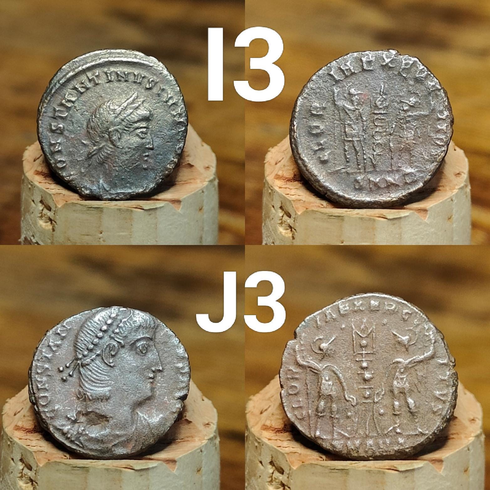 Genuine Roman coins, 4th century ancient Nummus