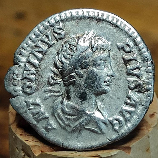 Caracalla Silver Denarius with Virtus reverse, Ancient roman coin