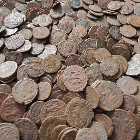 Bulk Lot of 5+ Roman coins, ancient Bronze Nummus from the Constantine era