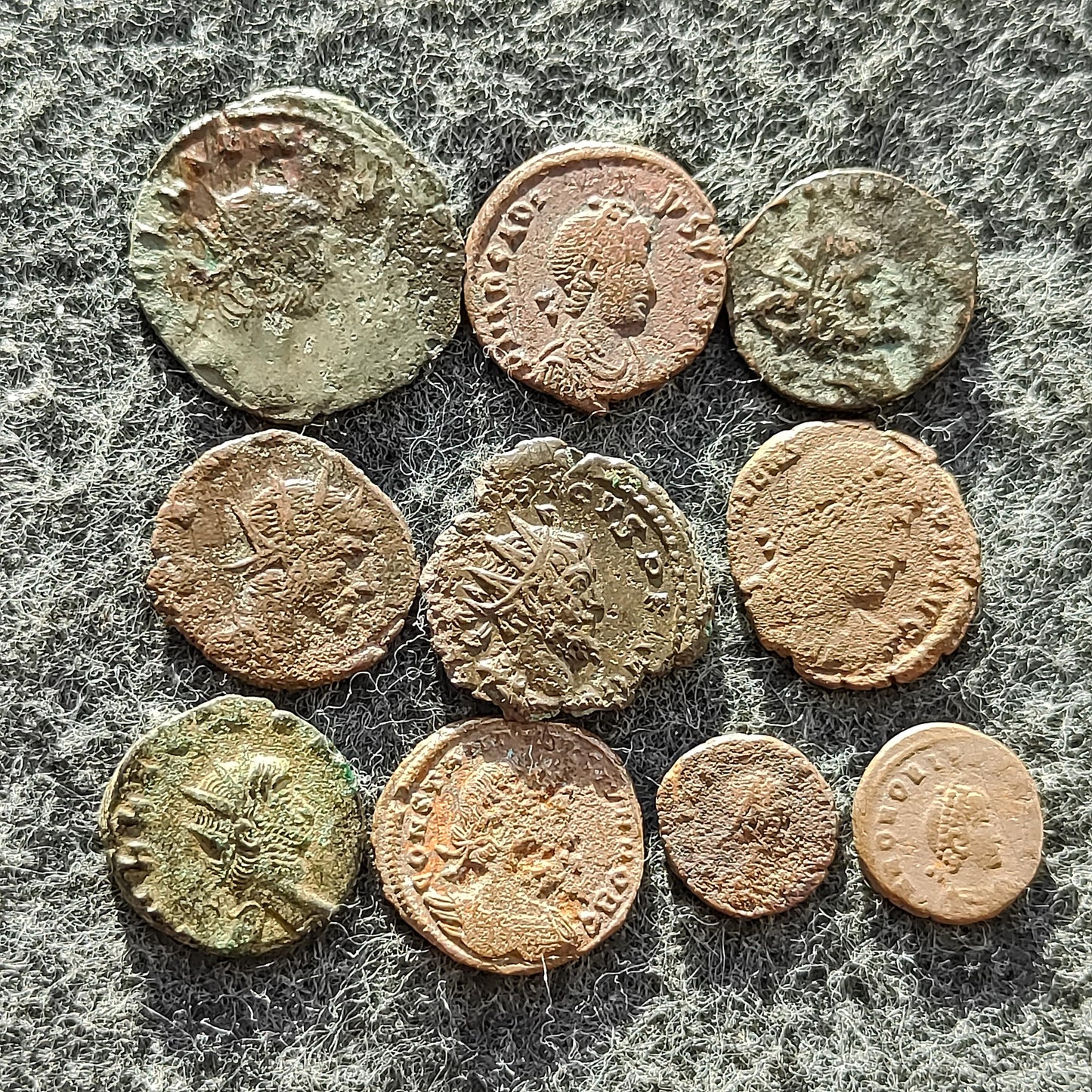 Lot of 10 Ancient Roman coins, collection for research and identification