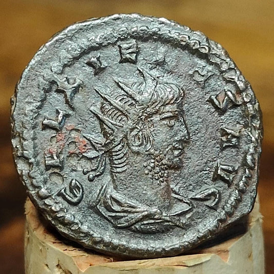 Emperor Gallienus Roman coin, Saturn reverse 3rd century ancient Antoninianus,