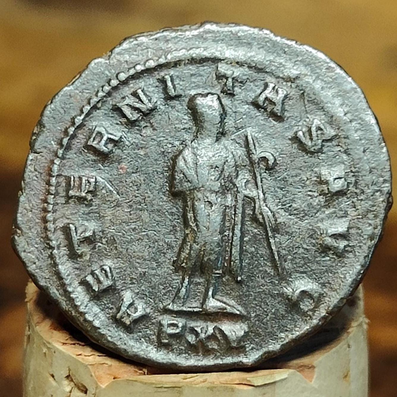 Emperor Gallienus Roman coin, Saturn reverse 3rd century ancient Antoninianus,
