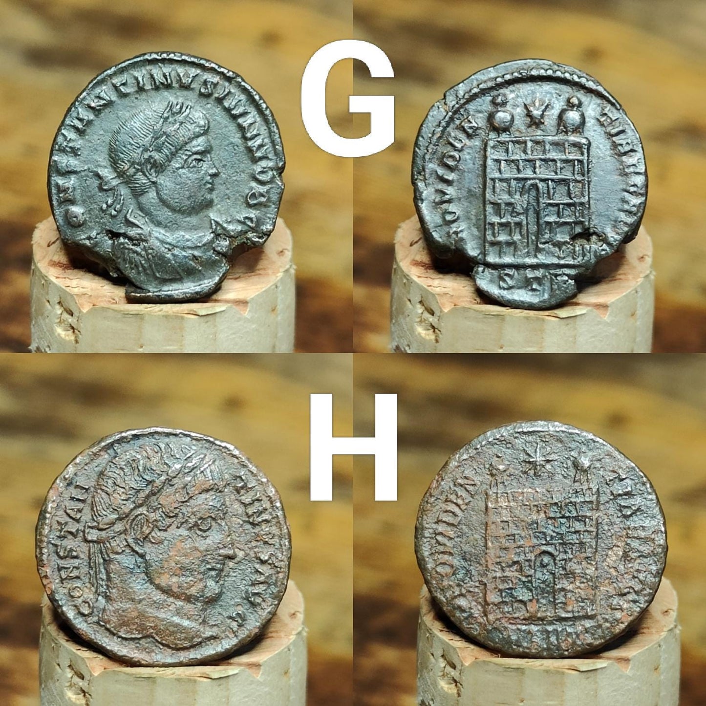 Genuine Roman coins, 4th century ancient Nummus