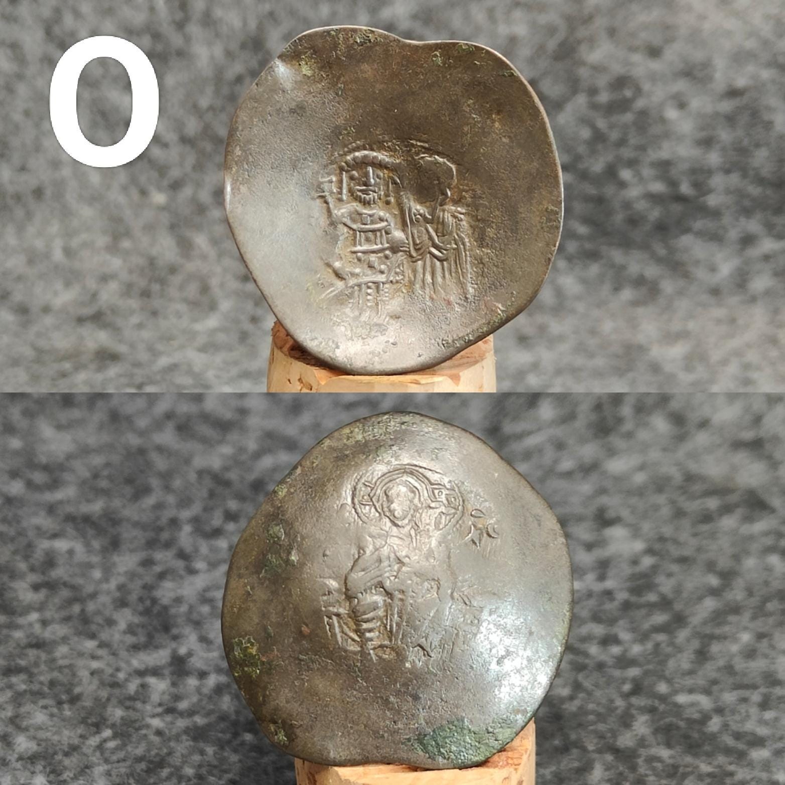 Ancient Byzantine Trachy coins, Authentic billon cup coin
