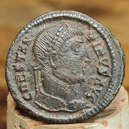 Constantine the great Roman coin with votive wreath reverse, 4th century ancient nummus AE3