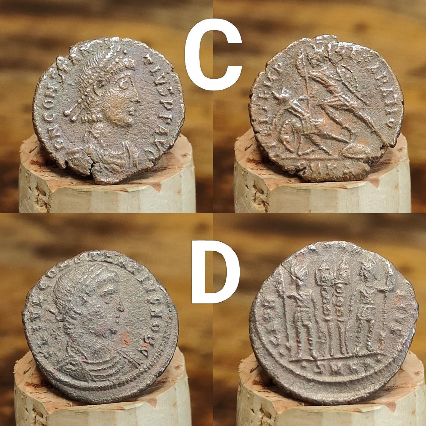 Genuine Roman coins, 4th century ancient Nummus