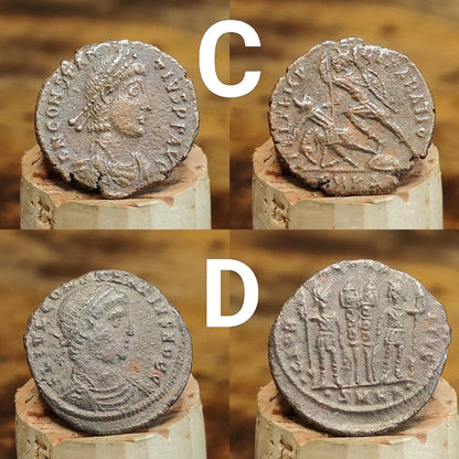 Genuine Roman coins, 4th century ancient Nummus