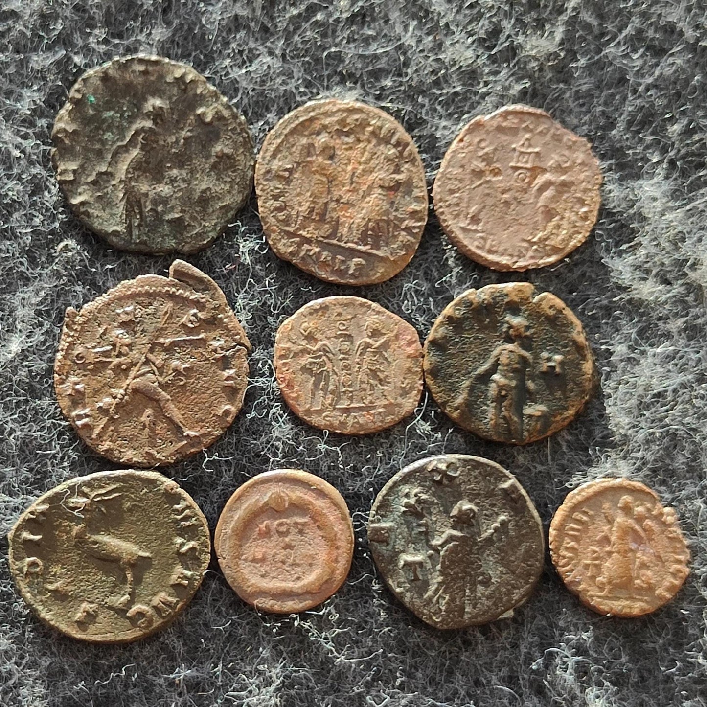Lot of 10 Ancient Roman coins, collection for research and identification