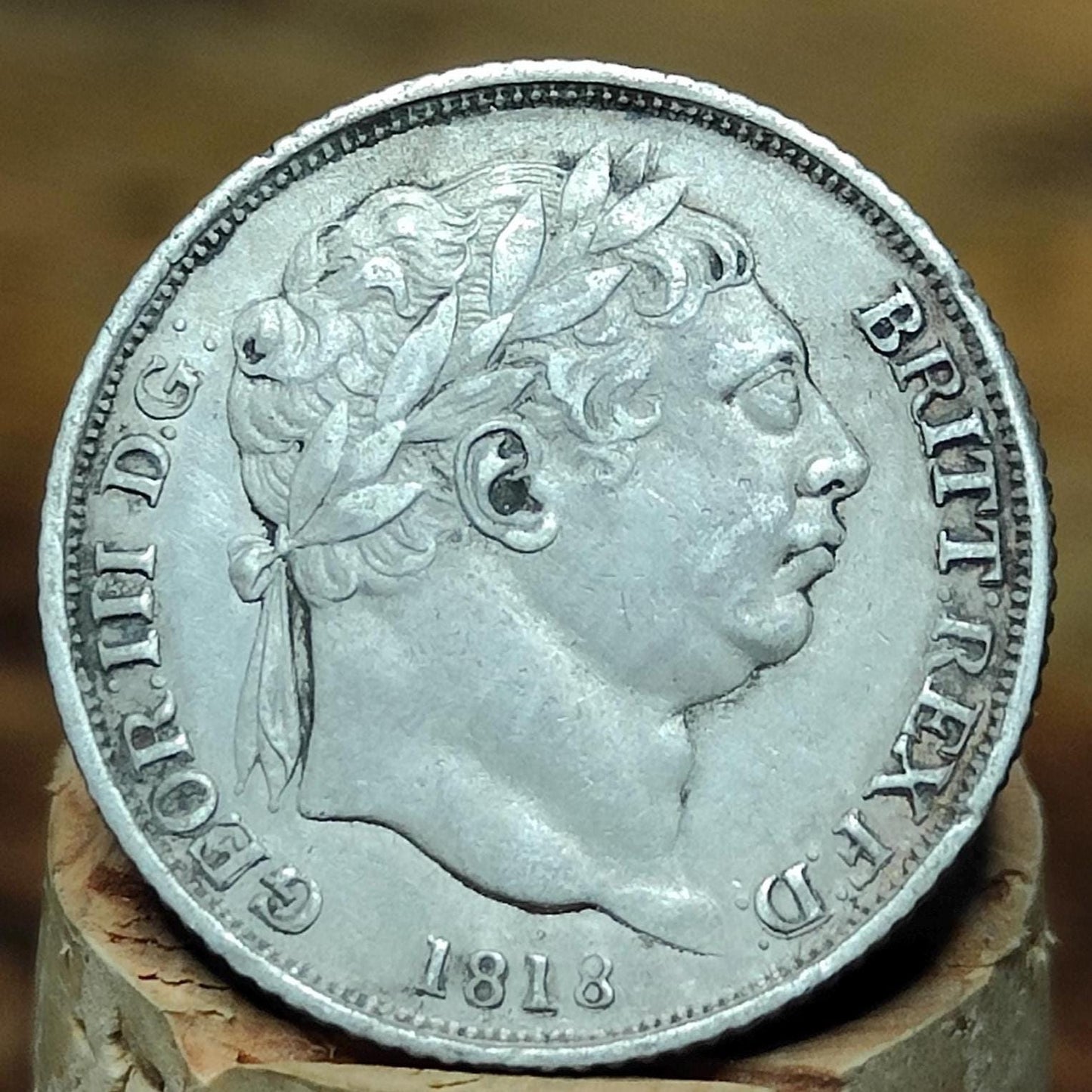 George III silver sixpence dated 1818- Georgian coin, Napoleonic war
