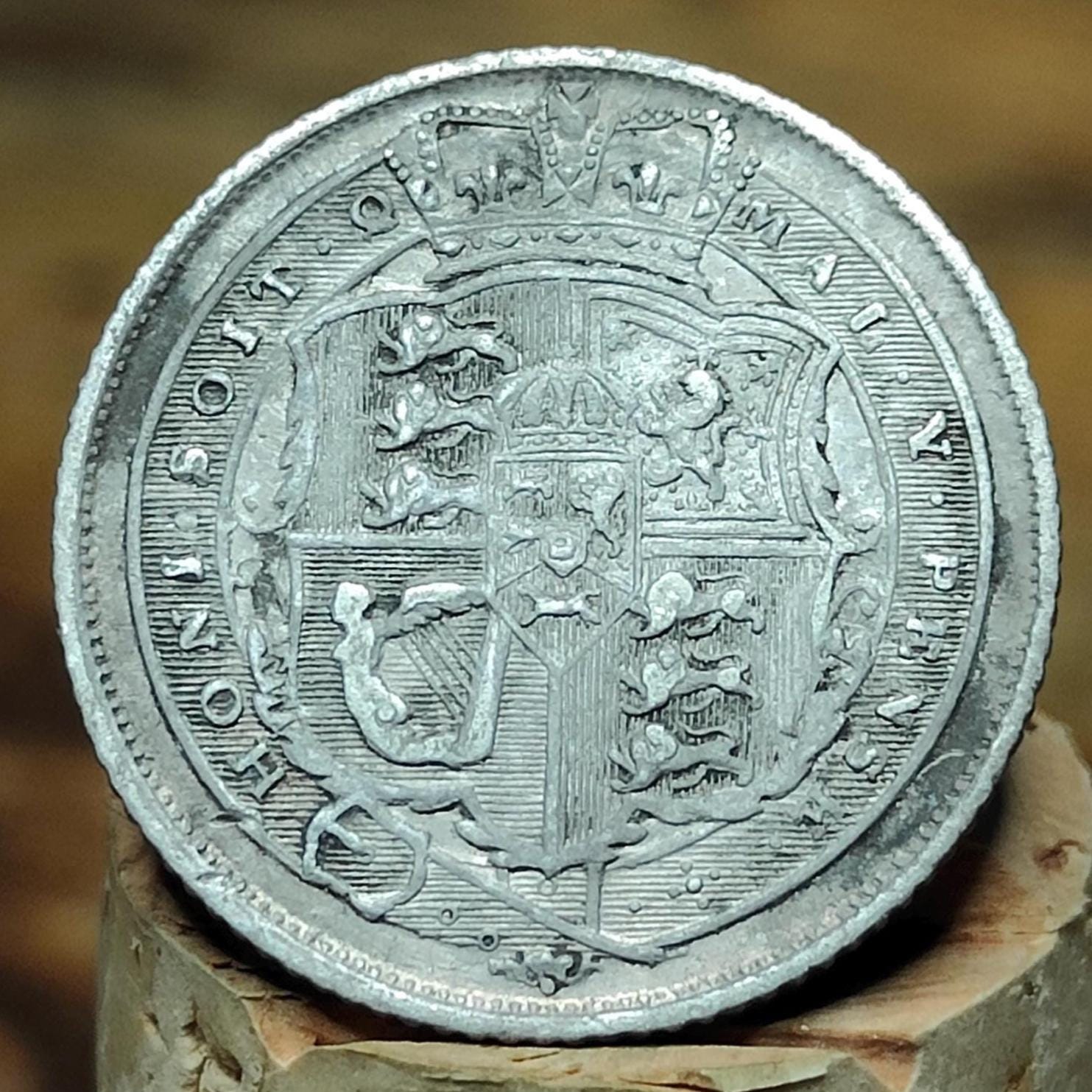 George III silver sixpence dated 1818- Georgian coin, Napoleonic war