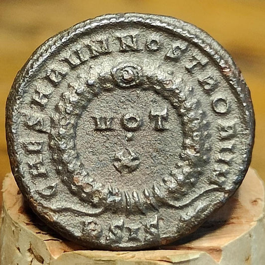 Constantine II coin with votive reverse, high grade ancient roman Nummus
