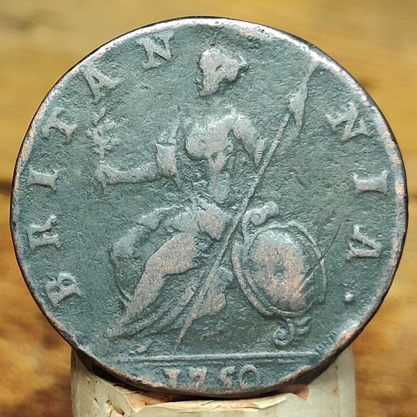 George II half Penny, dated 1750 - Georgian/ US colonial coin