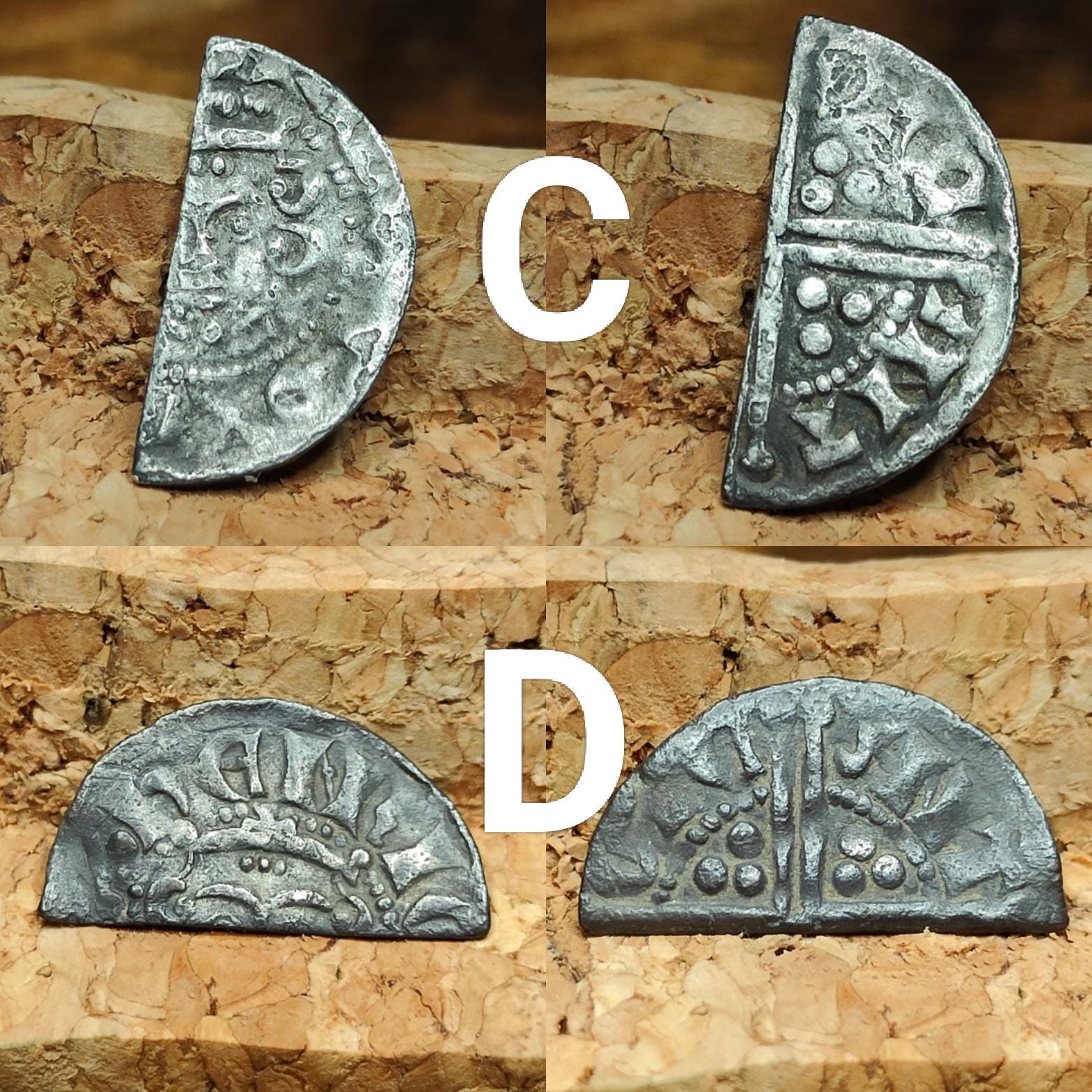 Medieval Silver Coin UK / Henry III voided long cross cut half penny