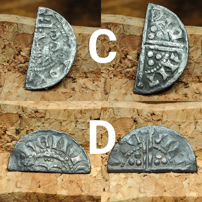 Medieval Silver Coin UK / Henry III voided long cross cut half penny