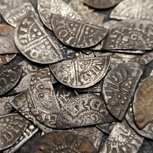 Medieval Silver Coin UK / Henry III voided long cross cut half penny