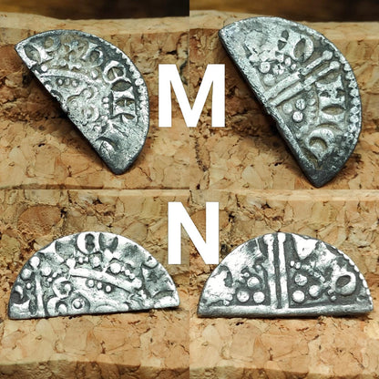 Medieval Silver Coin UK / Henry III voided long cross cut half penny