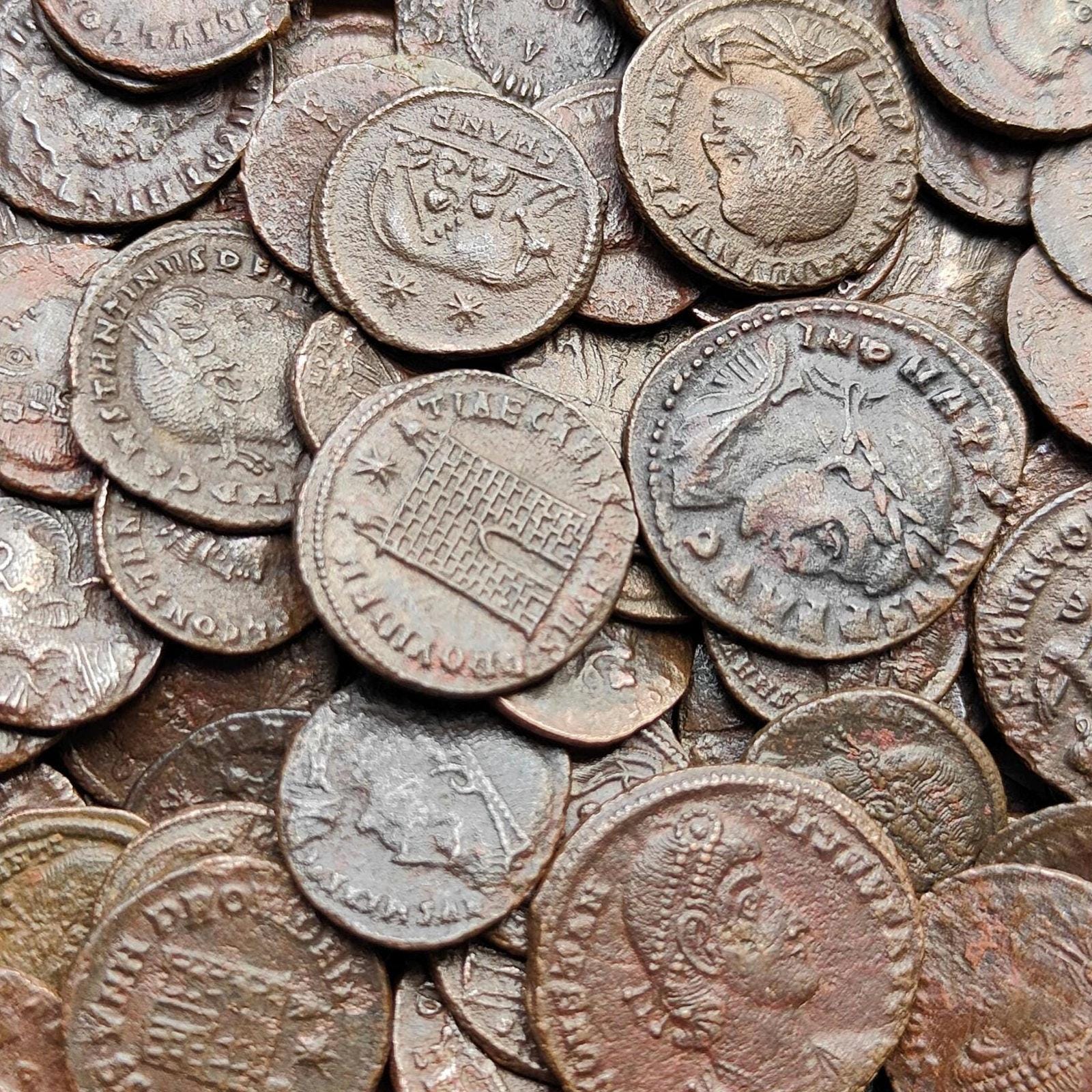 Genuine Roman coins, 4th century ancient Nummus