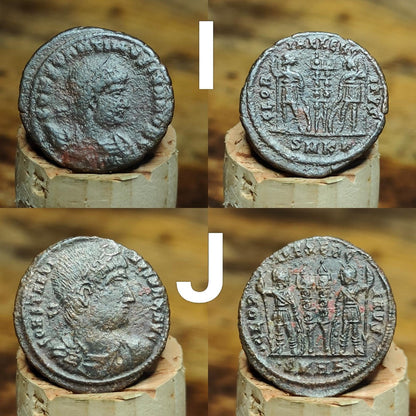 Genuine Roman coins, 4th century ancient Nummus