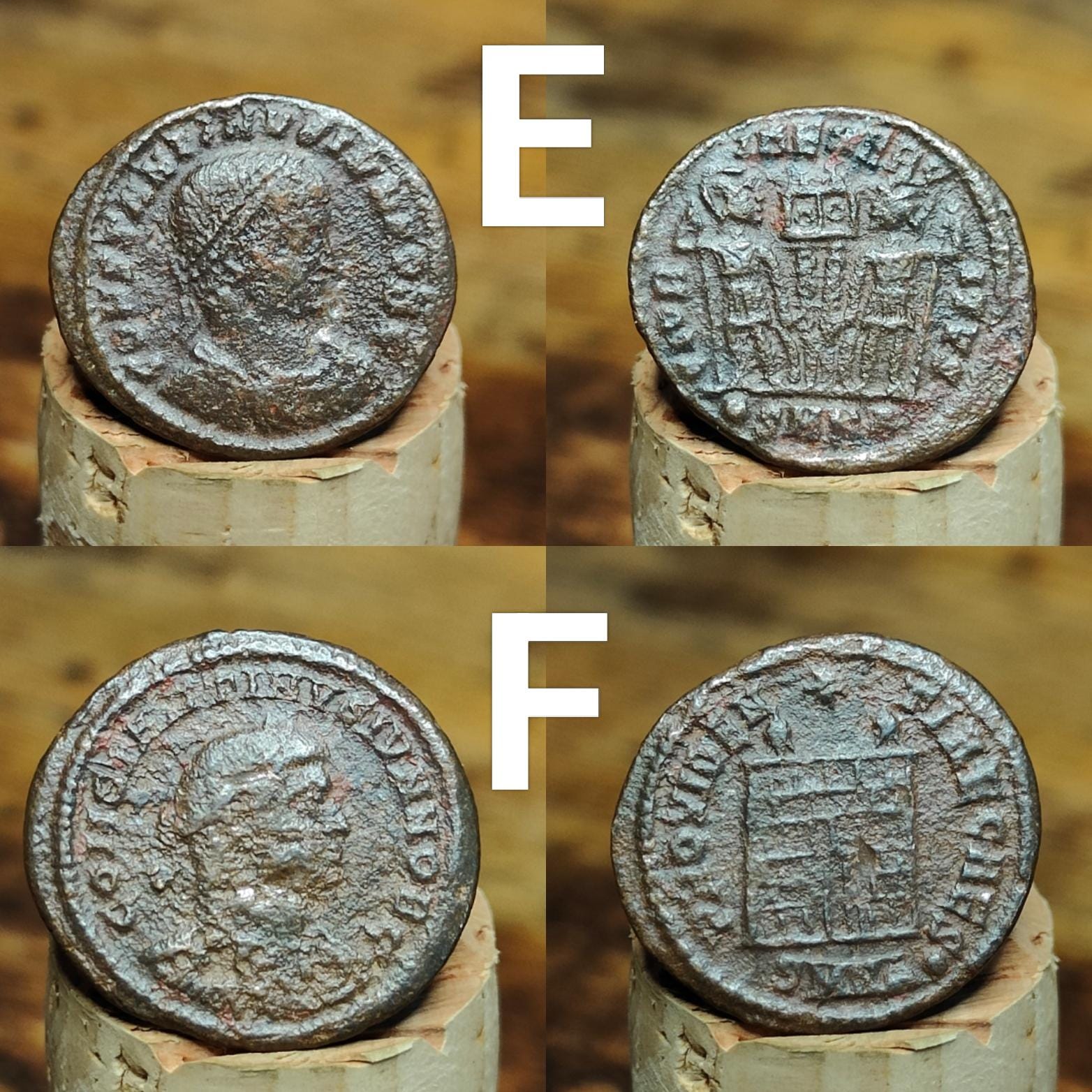 Genuine Roman coins, 4th century ancient Nummus